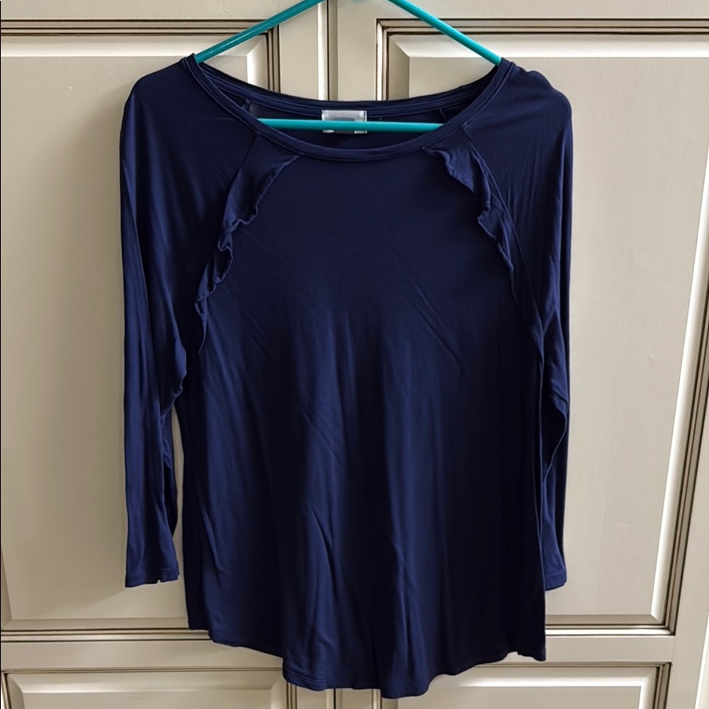 Old Navy Blue Ruffled 3/4 Sleeve Blouse
